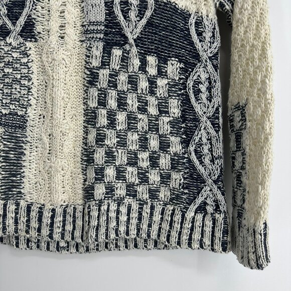 Chaps Black and Cream Patchwork Sweater - Picture 5 of 7